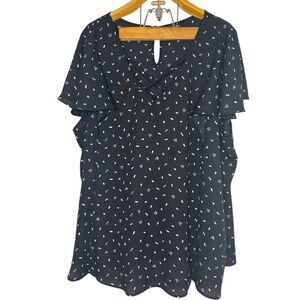 Torrid Black Confetti Crisscross Georgette Office, Business Blouse Sz: 4